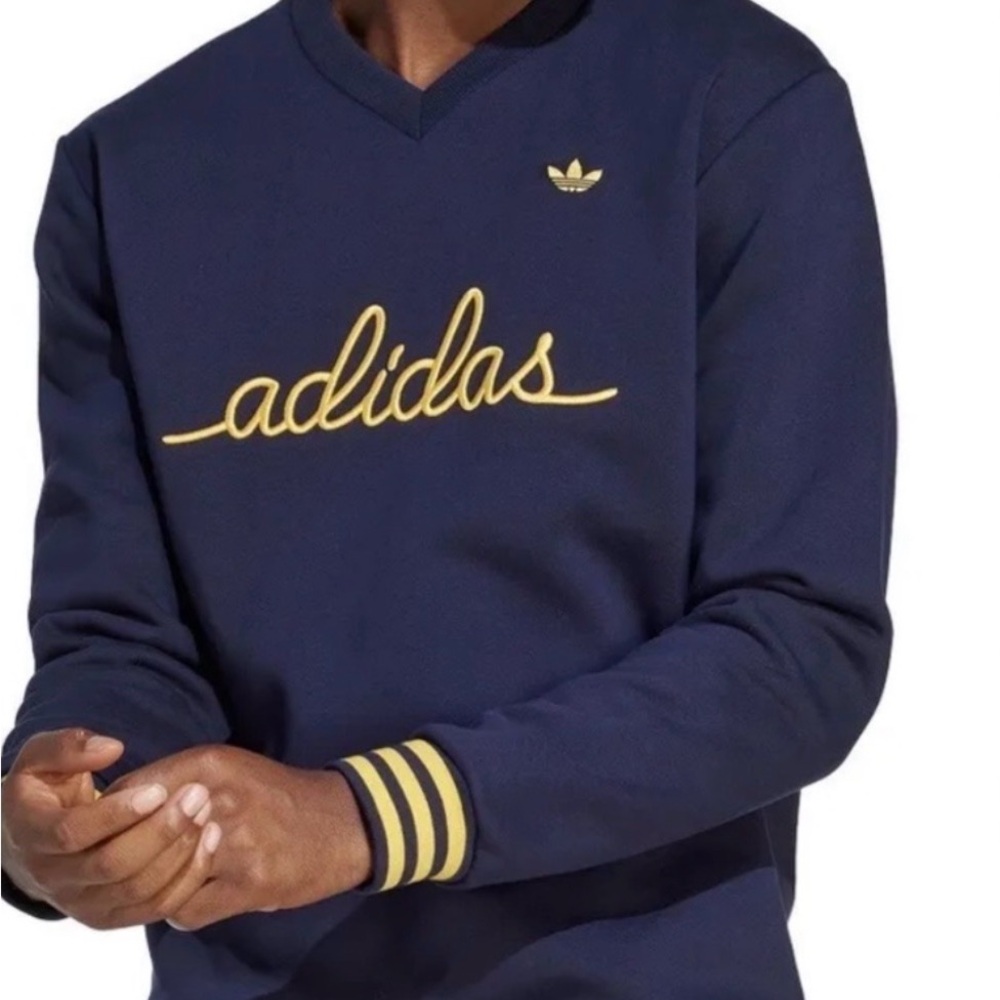 Adidas Men's Navy/Gold V-Neck Sweatshirt